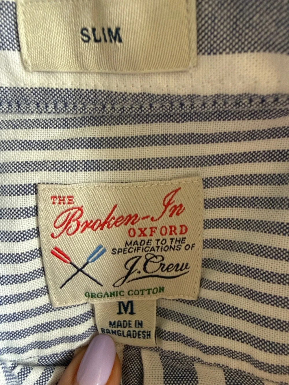💜J.Crew Slim Broken-In Oxford Shirt – Blue & White | Size M